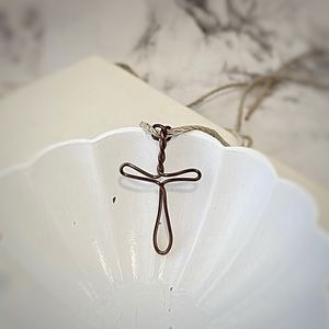 3/$40 Handcrafted Cross Pendant Necklace Wire Wrapped Antique Copper Unique!